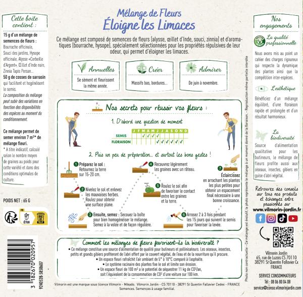 Mélanges de fleurs - Eloigne les Limaces - 7 m² - Mélange de fleurs - MEDIA_PACKAGING_VERSO
